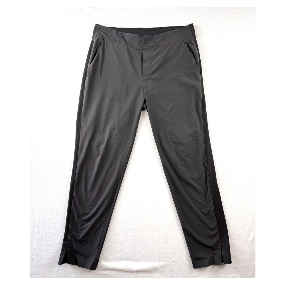 Athleta Women's Size 8 Black Ankle Pants Pull On Stretch Side Stripe